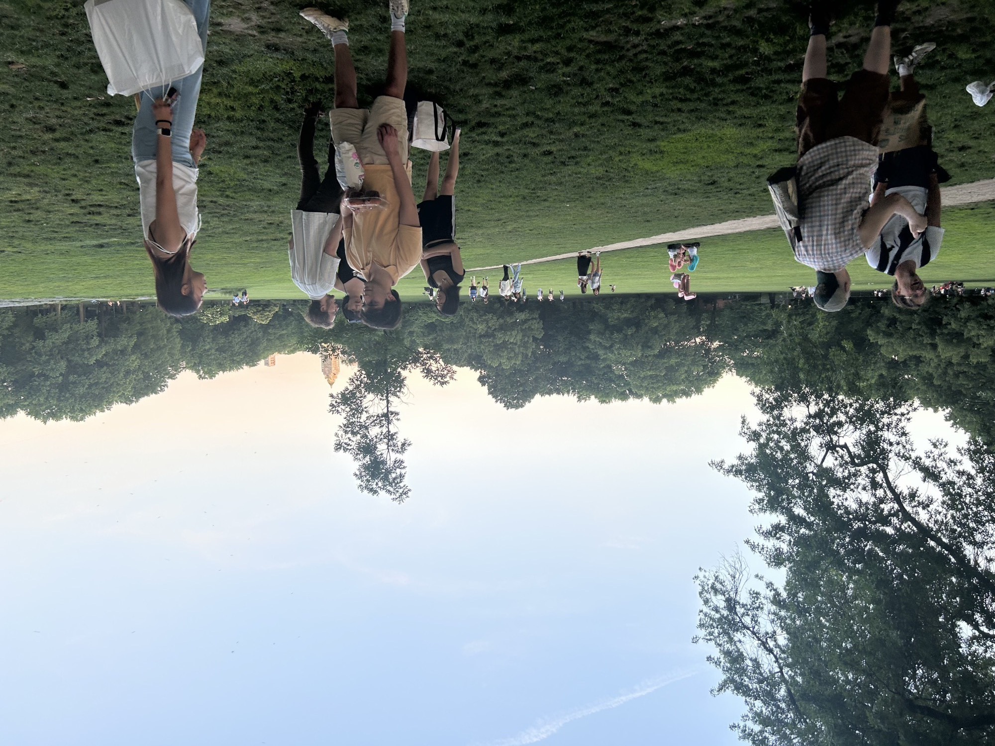 Guests gathering at golden hour in Central Park