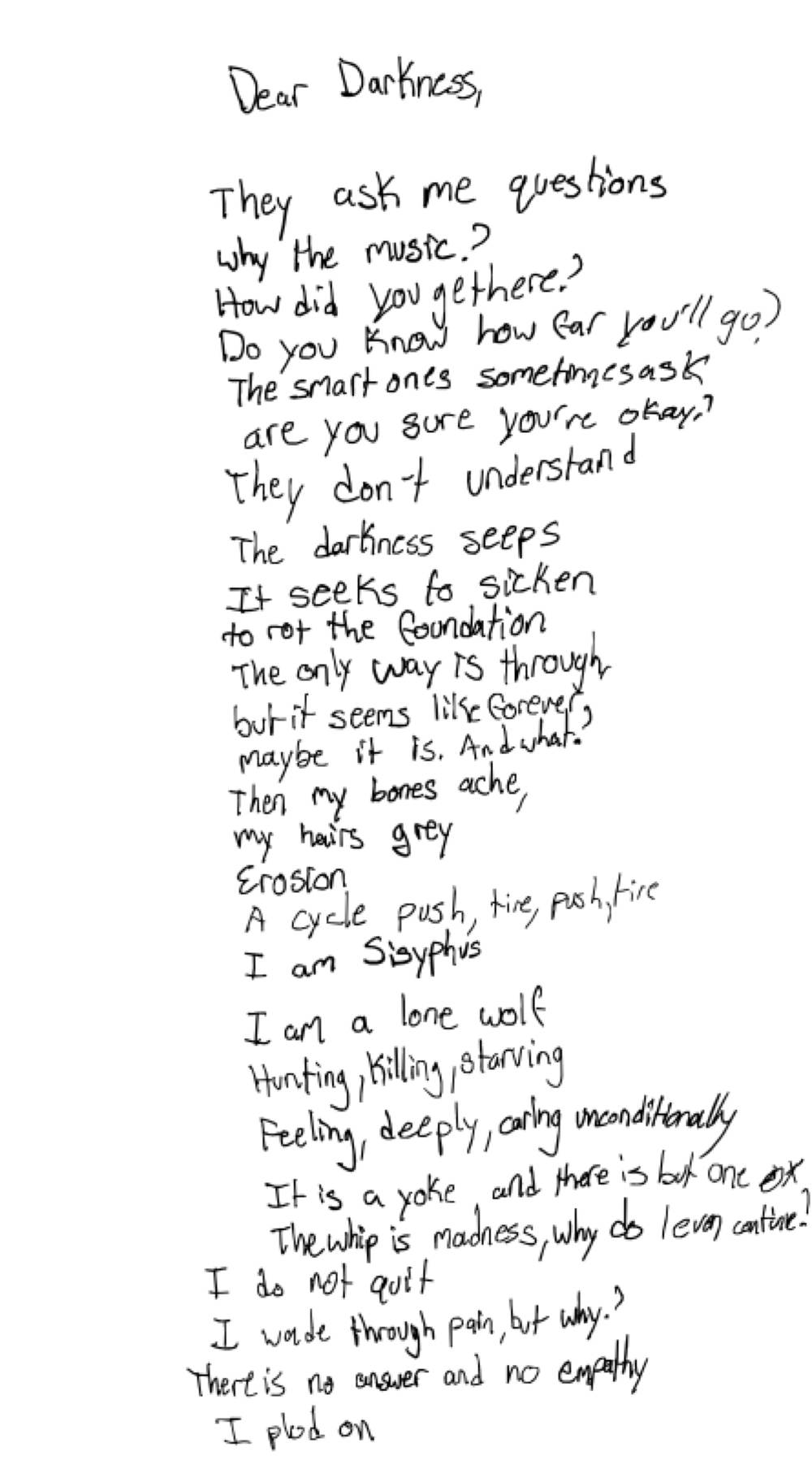 Dear Darkness — the page