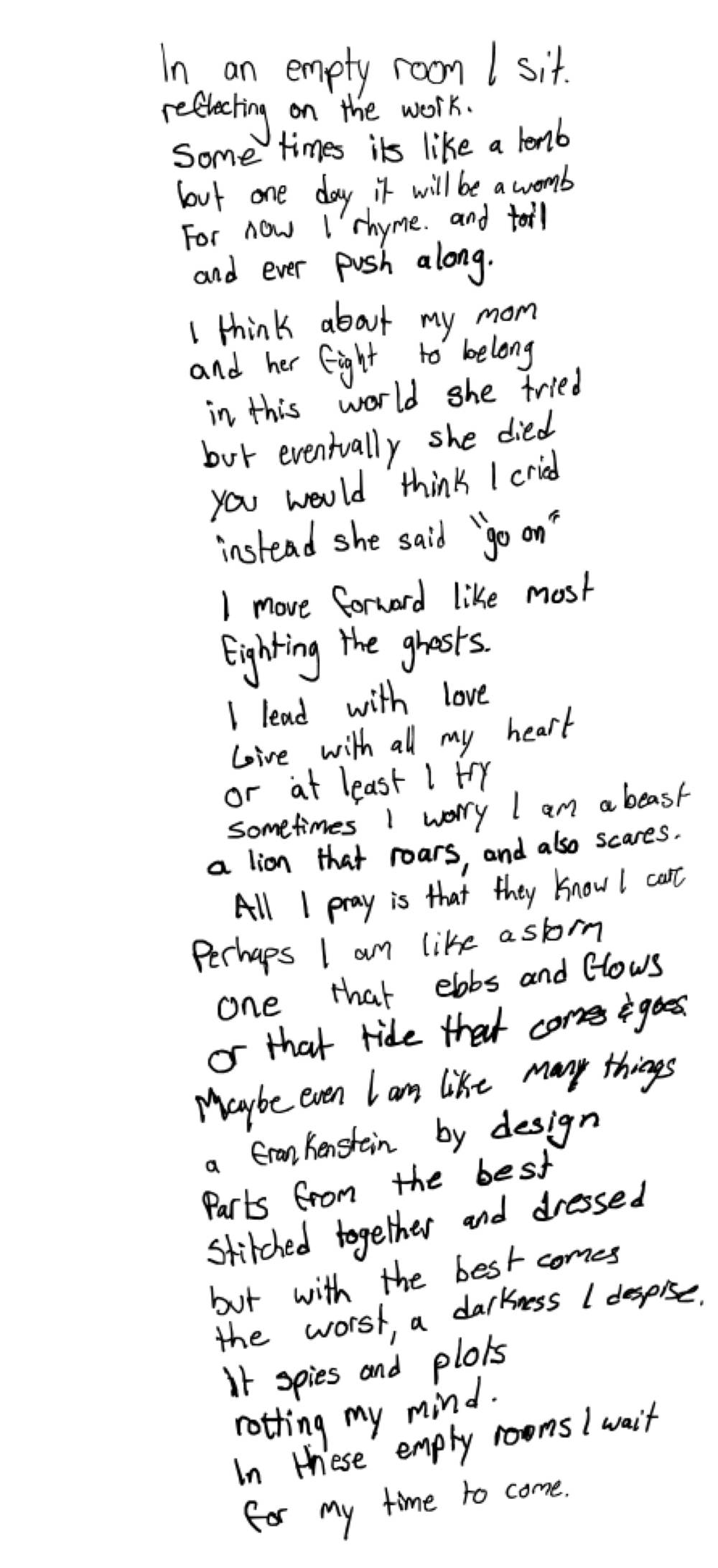 In an empty room I sit — the page