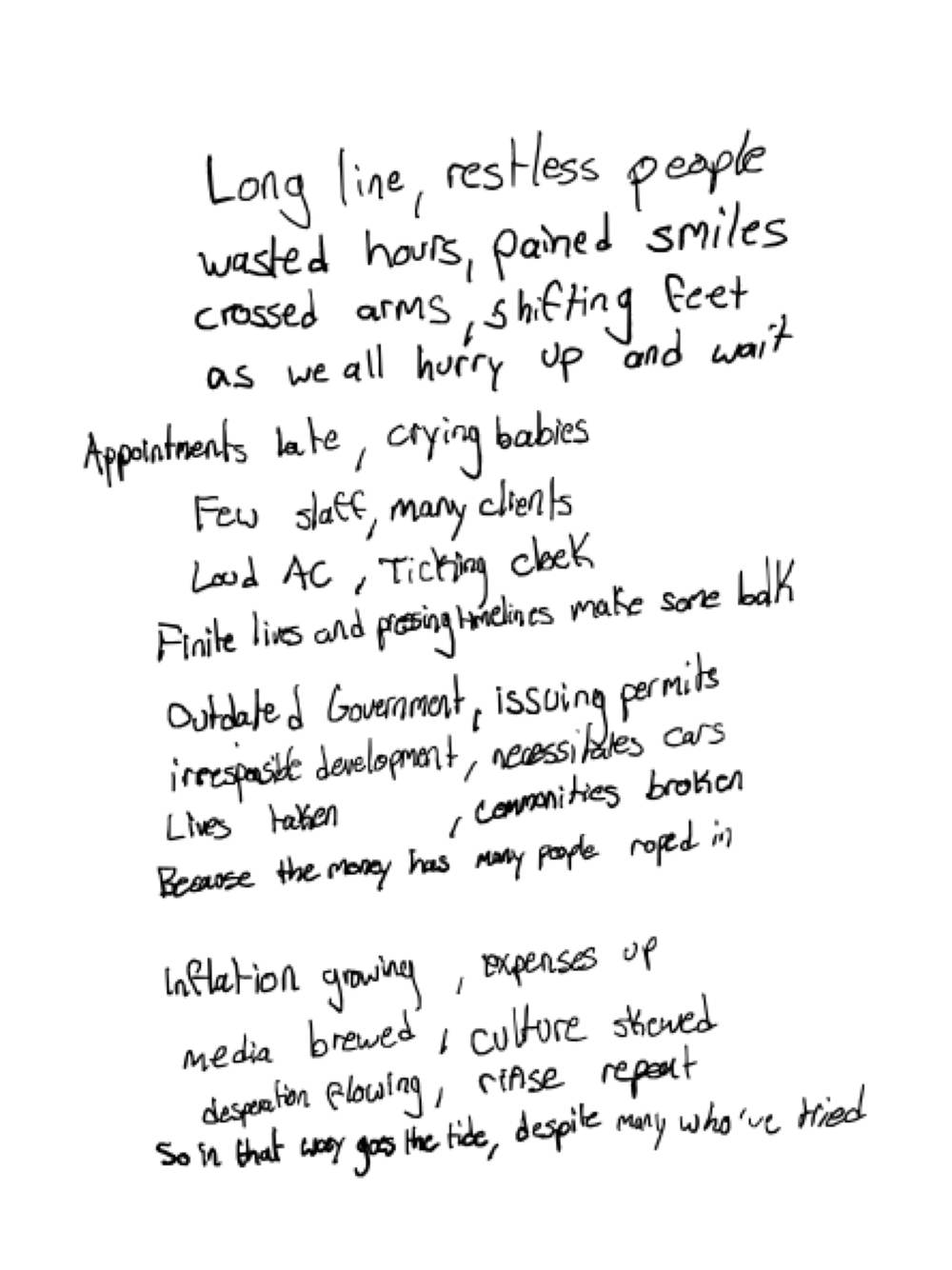 Long line, restless people — the page