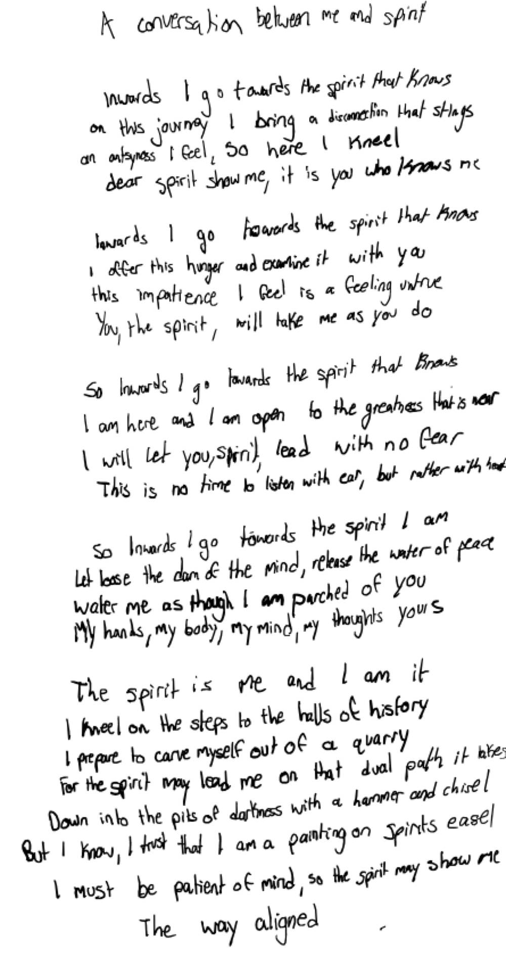 A conversation between me and spirit — the page