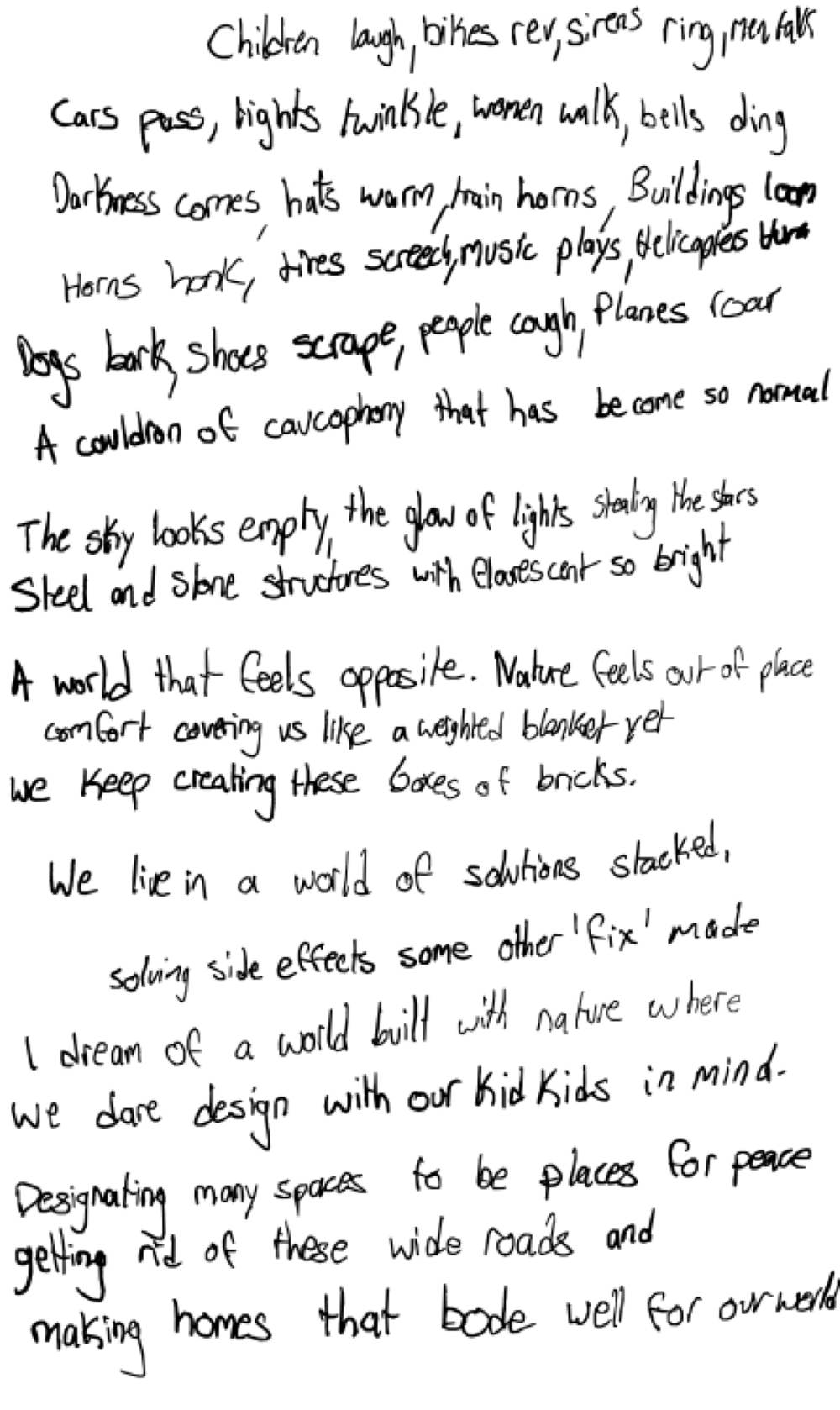 Children laugh, bikes rev, sirens ring, men… — the page