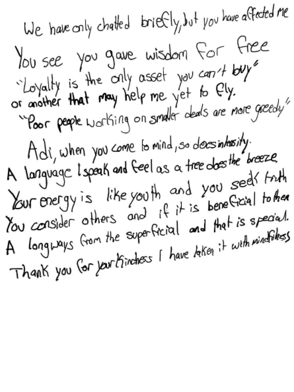We have only chatted briefly, but you have… — the page